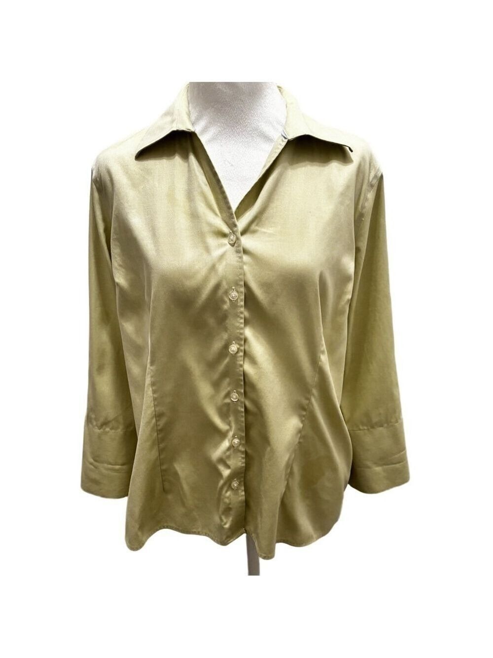 Women's Lands' End No Iron Pinpoint Oxford Button Down Shirt 16P Light Green - Picture 3 of 7